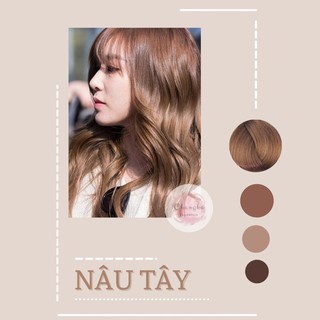 Thuốc nhuộm tóc màu nâu tây , không cần tẩy( kèm trợ dưỡng , găng tay)