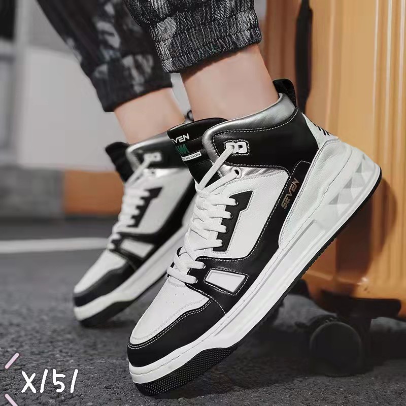 Giày thể thao nam QC ❤️FREESHIP❤️ Giày bata sneakers cao cổ buộc dây đế bằng X151-1