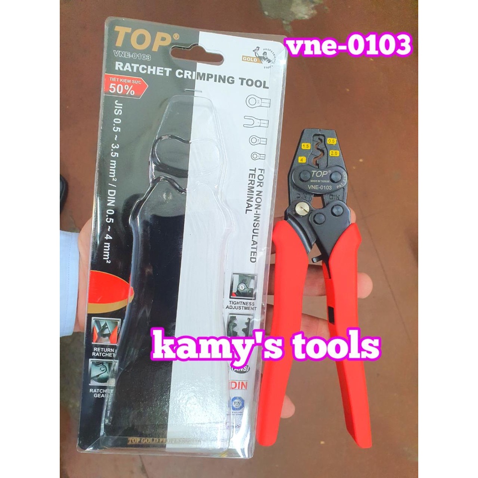 Kìm bấm cos nhanh trợ lực số 03 TOP 0.5 - 4mm2 model VNE-0103, kìm bấm đầu cote