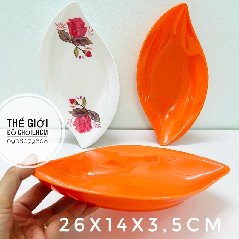 [VỪA RẺ-VỪA BỀN] Dĩa nhựa melamin hình chiếc lá hình ô voan đựng thức ăn rất đẹp.