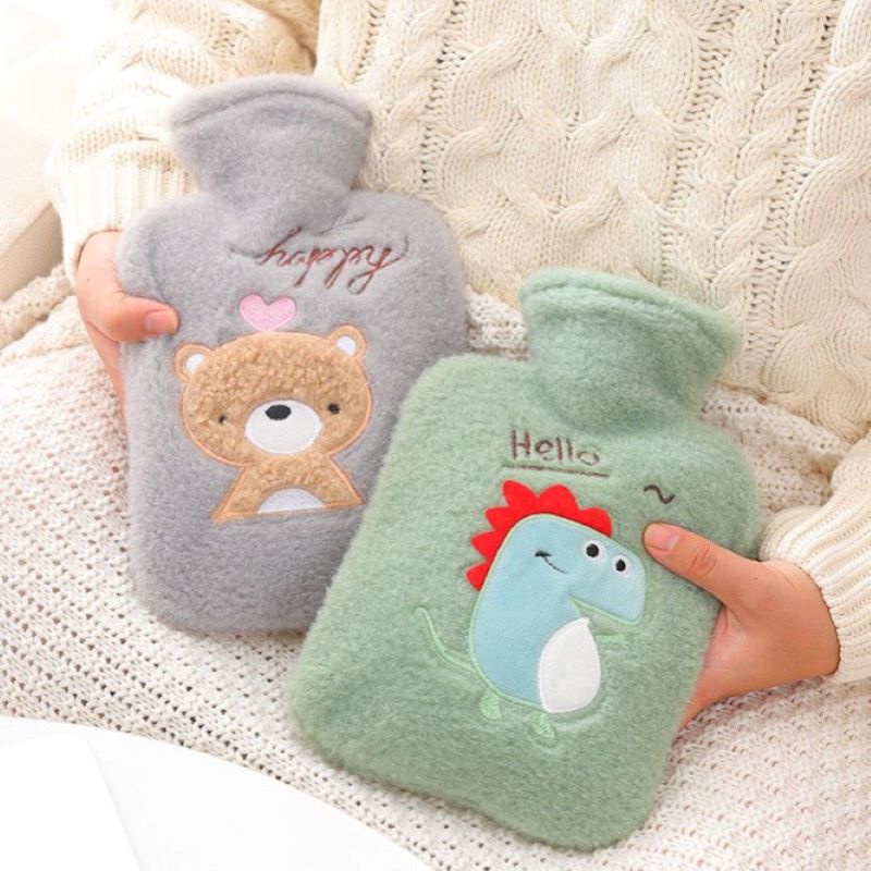 Túi chườm nóng lạnh đa năng, túi chườm bụng vải lông cao cấp giữ ấm tốt dễ sử dụng dung tích 500ml-1000ml