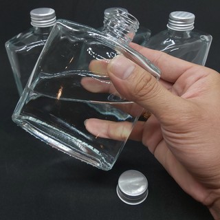 Chai Thủy Tinh 250ML Vuông kiểu Dẹt nắp nhôm (1 cái) - Vỏ Chai 250ML, bình thủy tinh trong suốt