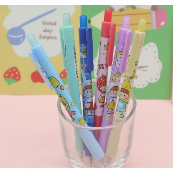 Bút bi bấm cô gái hoa quả BBB44 bánh kẹo dâu dưa viết hoạt hình dễ thương kute