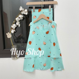Bộ bầu mùa hè HYO đồ lanh mặc nhà sau sinh hai tầng Freesize 65kg