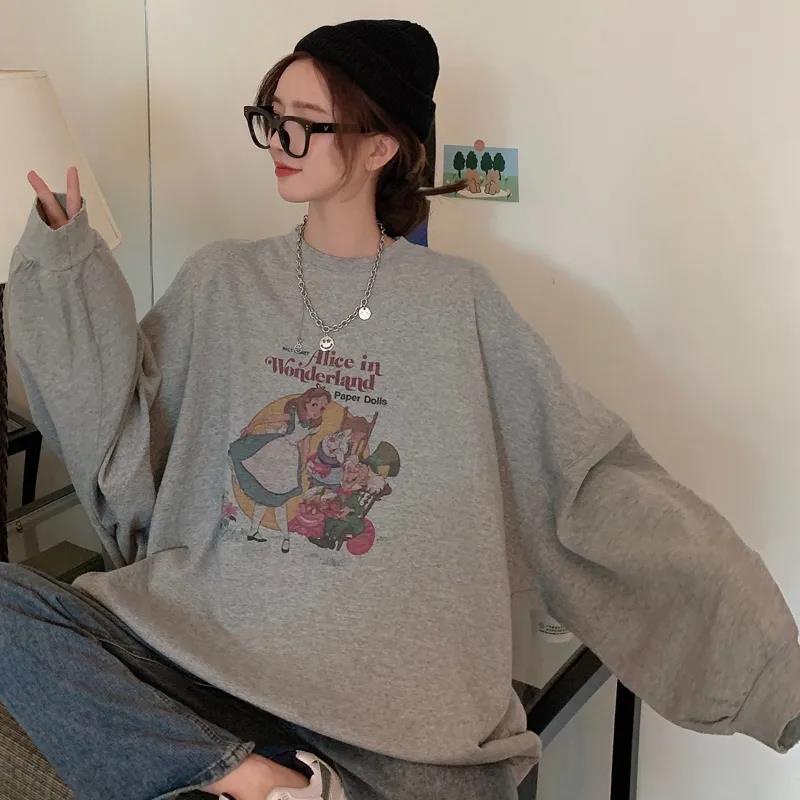 NRVP Áo hoodie tay dài dáng rộng phong cách Hàn Quốc mới dành cho nữ