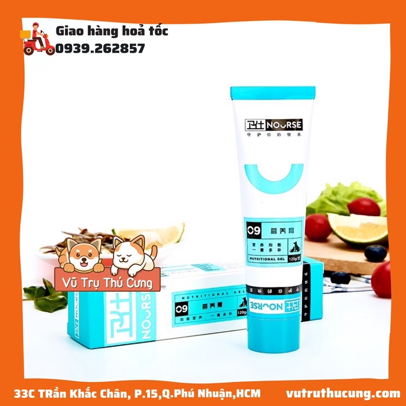 Gel dinh dưỡng cho chó mèo biếng ăn Nourse 09, mượt lông da