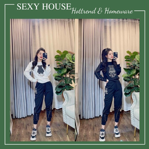 Bộ nữ mùa đông - bộ nữ gấu Louis Vutton sang chảnh vải umi loại 1 B07 SEXYHOUSE