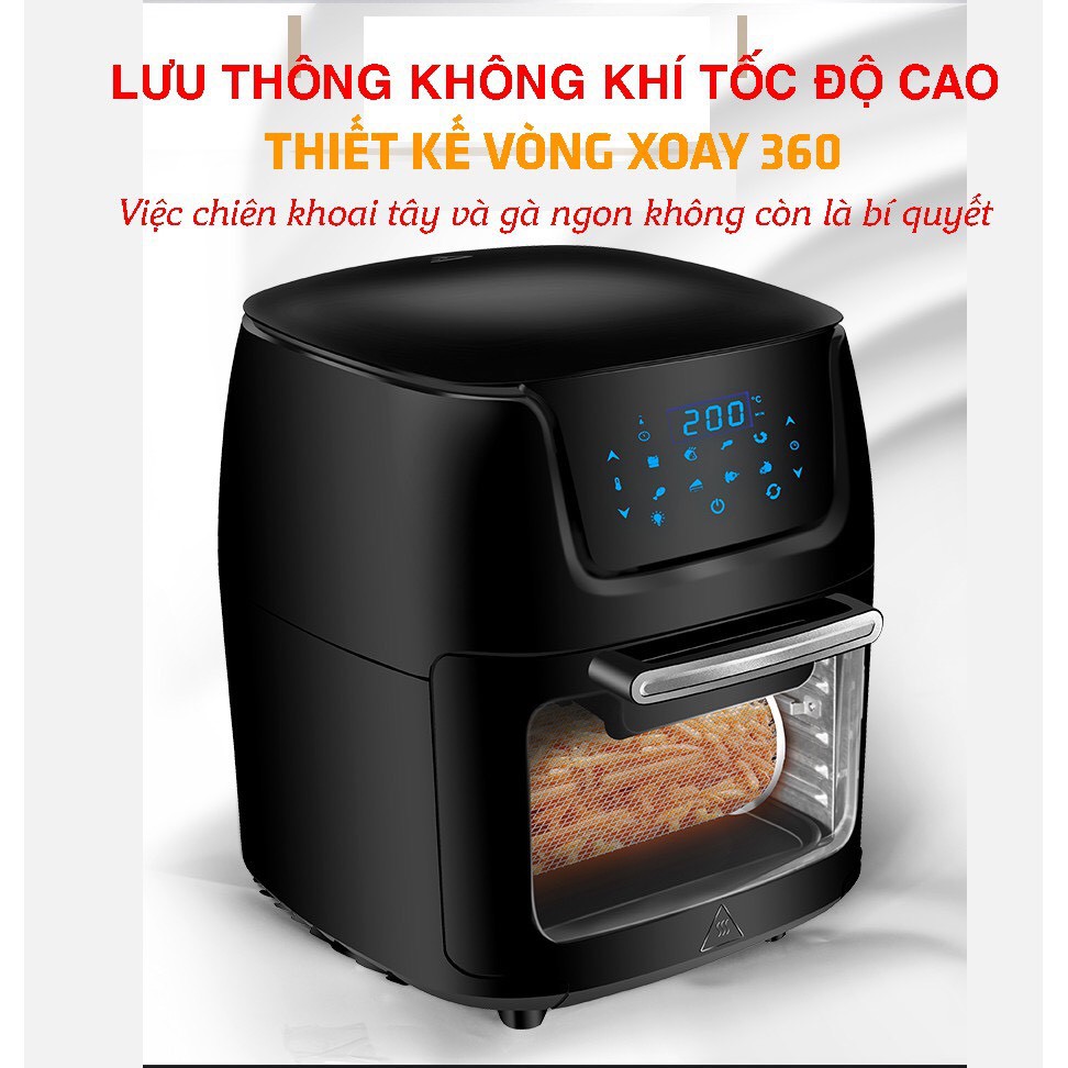 [Mã 44ELSALE2 giảm 7% đơn 300K] Nồi chiên không dầu 12 lít xoay tự động dung tích lớn ( tặng kèm phụ kiện )