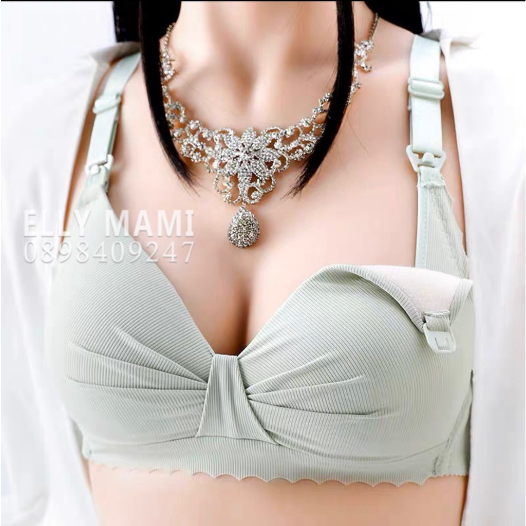 ( 40kg - 95kg ) Áo Ngực Bầu Và Sau Sinh Tăm Nơ , Không Gọng , Cúc Mở Tiện Lợi , Thoáng Khí , Form Dễ Mặc