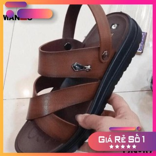 [Sale 3/3] [FREE SHIP] Dép nam Xăng-đan đế cao 4cm quai chéo da bò cao cấp Manzo DN-101 Sale 11 -op1 ' ˇ " ~ $ ~