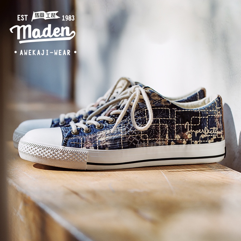 Giày thể thao MADEN vải canvas cổ thấp in họa tiết hoa phong cách Nhật Bản thời trang mùa hè 2022 dành cho nam