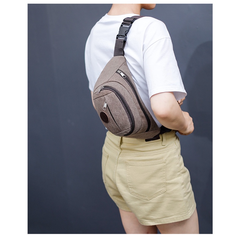 Túi Đeo Hông, Đeo Bụng Nam Nữ Thời Trang có 3 ngăn đựng tiện dụng logo SPORT