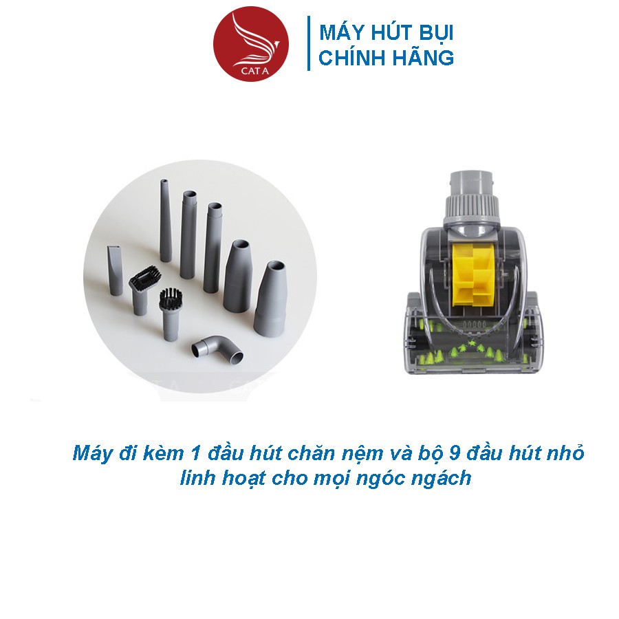 [CÁT Á] Máy Hút Bụi Cầm Tay Cát Á VC20A Công Suất 600W Lực Hút 12000Pa Bảo Hành 6 Tháng Kèm 9 Đầu Hút + Đầu Hút Chăn Nệm | BigBuy360 - bigbuy360.vn