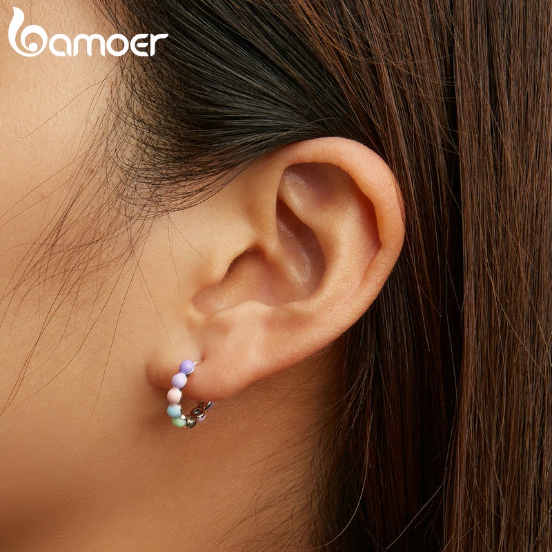 Bông tai Bamoer bạc 925 dạng dây xích thời trang