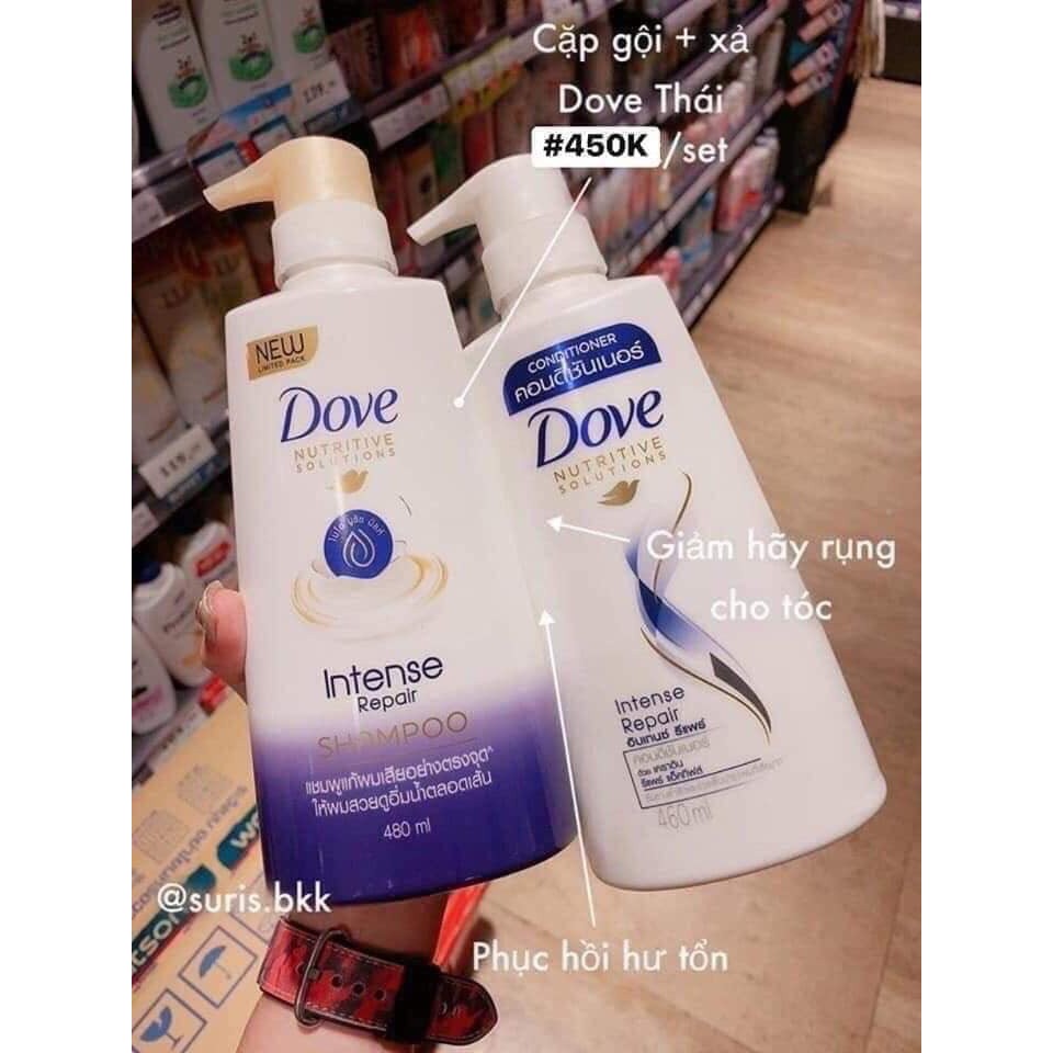 Dầu gội/ dầu xả  Dove Nutritive Solutions Intense Repair Thái Lan 460ml/480ml phục hồi tóc hư tổn