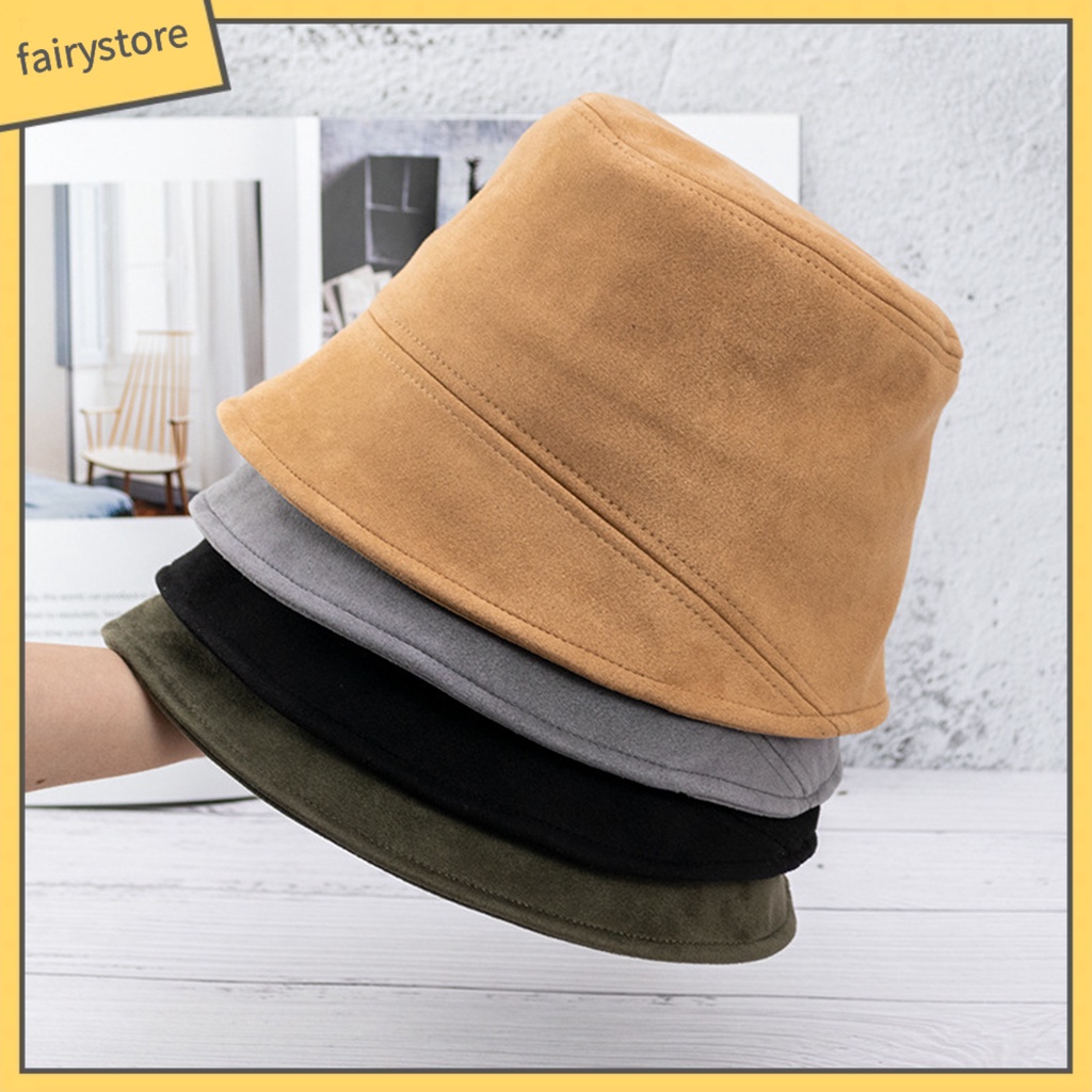 Nón bucket bằng da lộn thời trang thu đông cho cả nam và nữ