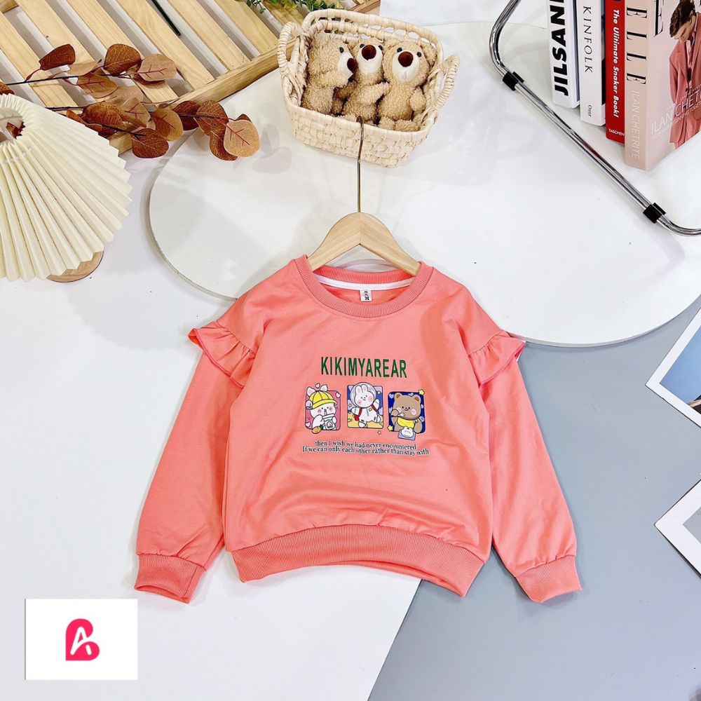 Áo cotton dài tay giữ nhiệt thu đông bé gái đi học đi chơi