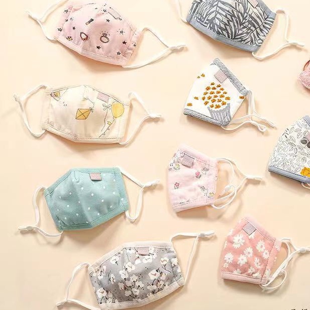 Khẩu trang vải cho bé có dây rút, Khẩu trang vải cao cấp cho bé từ 0 - 5 tuổi 100% COTTON HỮU CƠ TỰ NHIÊN Chống bụi mịn