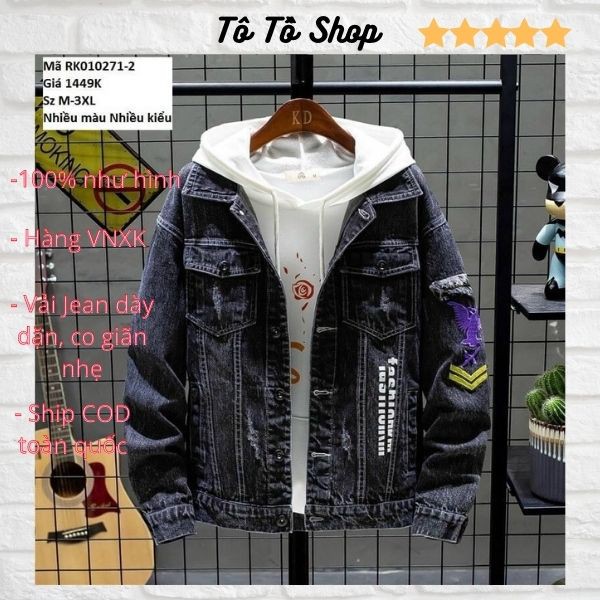 Áo Khoác Jean Nam ❤️FREESHIP❤️ Áo Khoác Bò Nam Thời Trang Chuẩn Hàng Shop Tô Tồ Shop - AKJN12