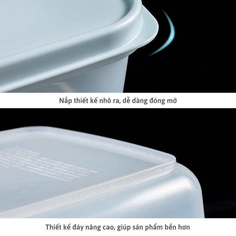 Hộp đựng thực phẩm tủ lạnh, dùng được trong lò vi sóng nắp nhựa dẻo Fitin Pack màu xanh mint hàng nội địa Nhật Bản AD20