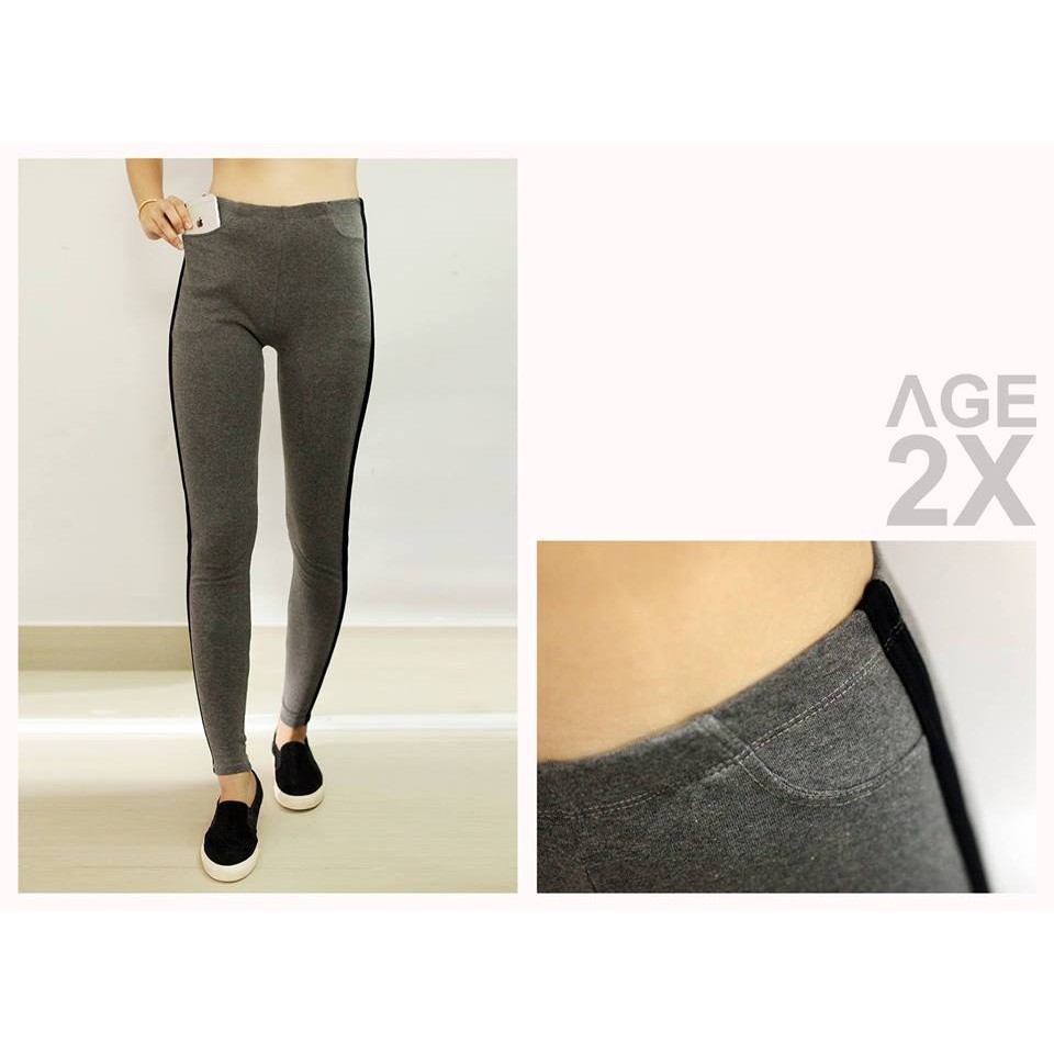 QUẦN LEGGING XÁM LƯNG LIỀN - AGE2X