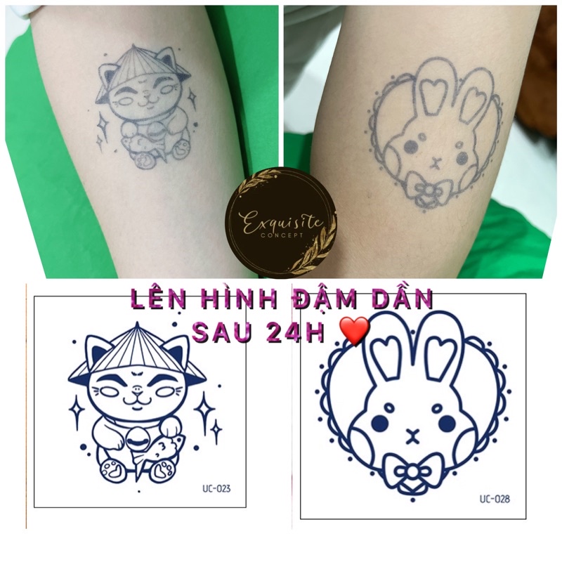 Hình xăm tạm thời mini mèo và thỏ (SIZE 60x60mm/TẤM) chống nước 7 ngày dành cho nam/nữ - HÀNG CÓ SẴN