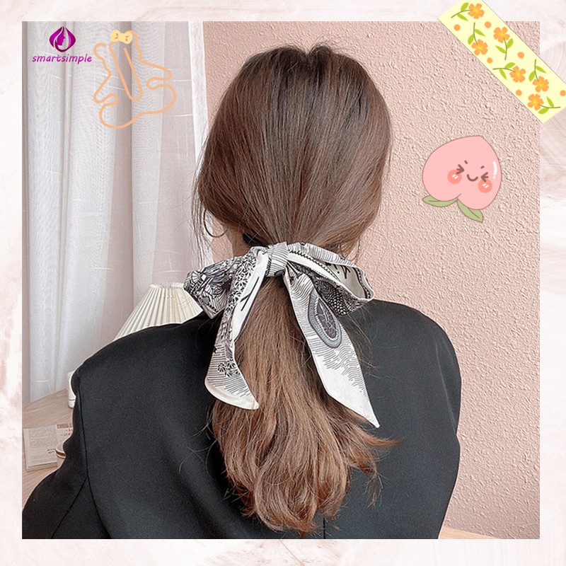 Dây Cột Tóc Trang Trí Nơ Bướm Lụa Xinh Xắn Cho Nữ