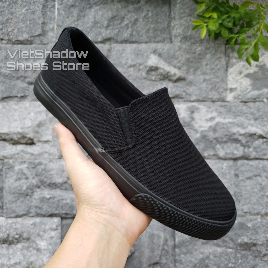 Slip on nam - Giày lười vải nam LEYO - Chất liệu vải polyester màu  full và  than full - Mã SP A7522