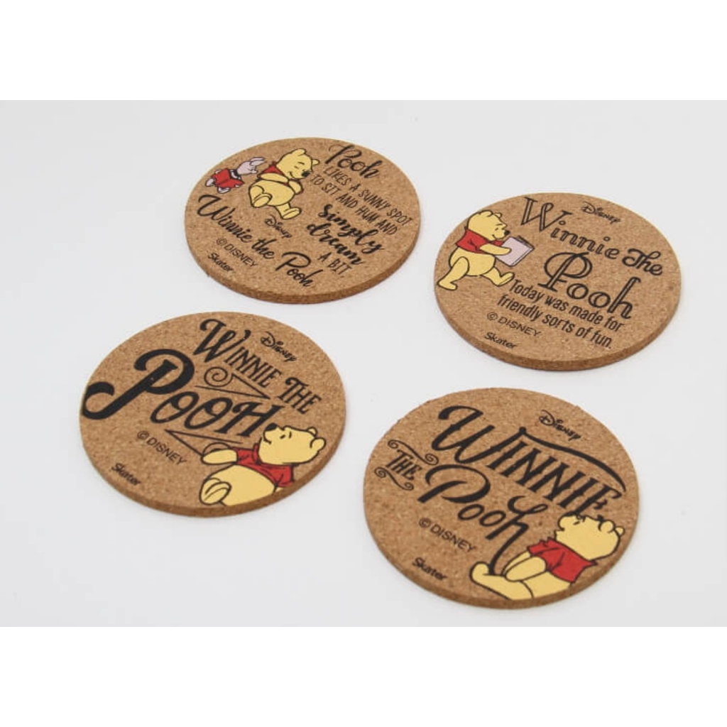 [SKATER] Bộ 4 Đế Lót Ly Hình Gấu Pooh / Thỏ Con CTC1S Với 4 Mẫu Thiết Kế Khác Nhau
