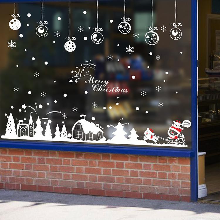 Decal Trang Trí Giáng Sinh YJ2 Noel  Decal Giáng Sinh Xe Tuần Lộc Ông Già Noel Ngôi Làng Tuyết
