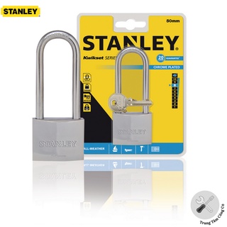 Ổ khóa Stanley S742-017 Chrome trắng, càng dài, rộng 50mm - Hàng chính hãng