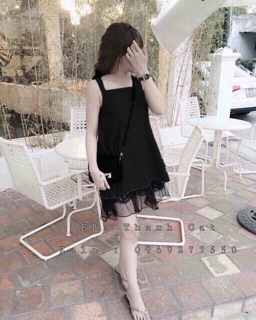 Đầm Suông Phối Ren Lưới Xịn Xắn