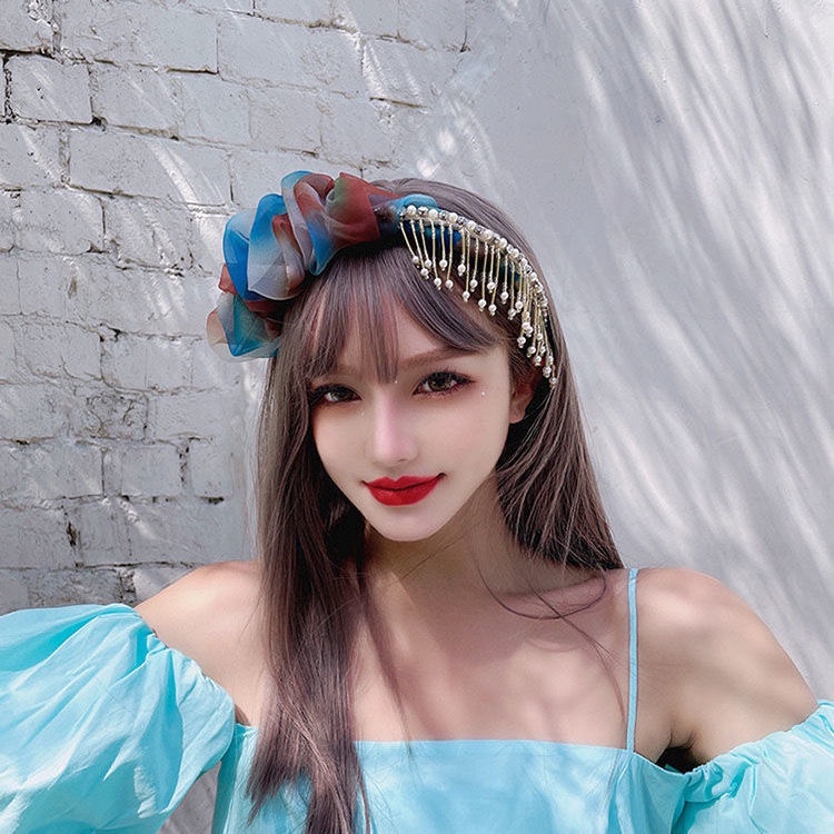 [Aishang Xinh Đẹp] Kẹp Tóc Dạng Xếp Nếp Bong Bóng Lớn Dát Kim Cương Giả Đính Ngọc Trai Thời Trang Phương Tây Dễ Phối Đồ Ngọt Ngào Cho Nữ