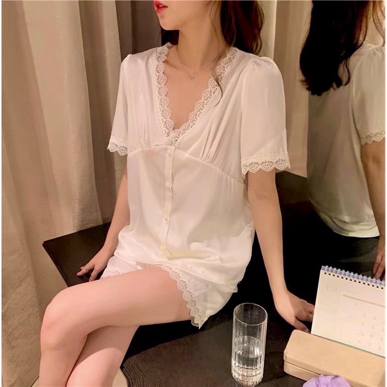 Bộ lụa phối ren 3 màu