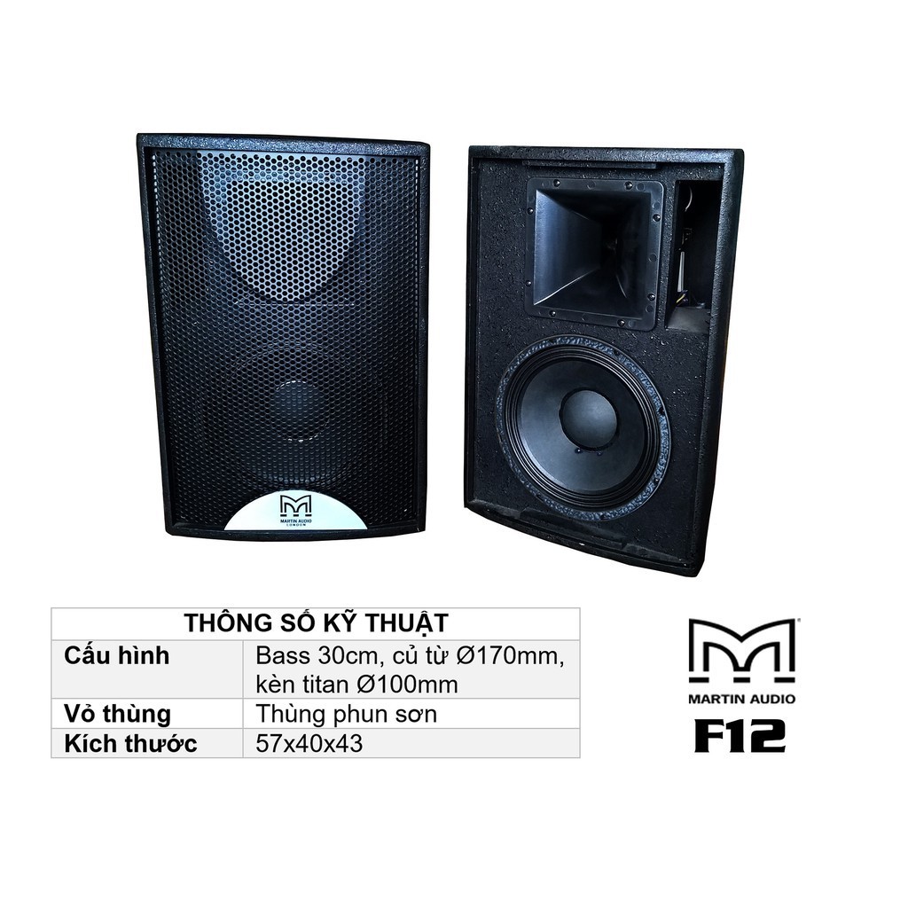 Loa Martin F12 - 2 loa IPL: 1 Bass 30P170C63 XN, 1 Kèn P100 titan xịn sẵn số lượng