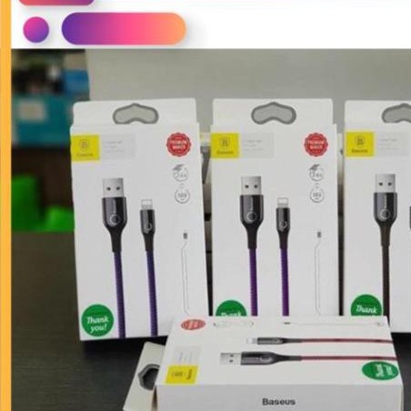 Cáp sạc tự ngắt có đèn Led Baseus C-shape chính hãng cho Iphone Ipad