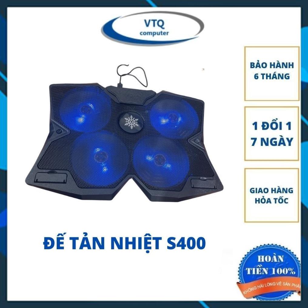 Đế Tản Nhiệt Laptop Cooling Pad S400 4 FAN có led.Hàng khủng cho laptop gaming