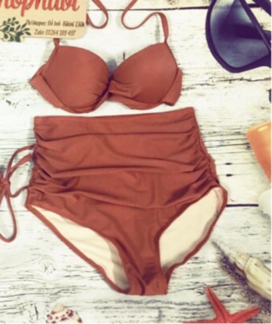 Set bikini cạp cao quần nhúng che bụng | BigBuy360 - bigbuy360.vn