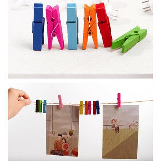 Set 50 Kẹp Gỗ Đủ Màu, Màu Gỗ Dùng Để Trang Trí Dễ Thương ( KT:3,5cm )