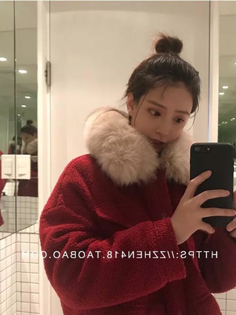 Áo khoác lông cừu cổ lông sang chảnh