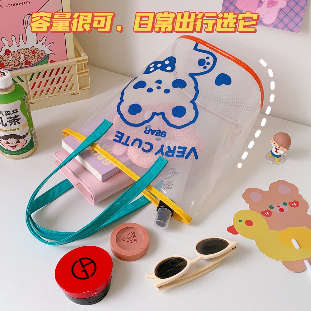 Túi trong suốt nhựa PVC họa tiết đáng yêu Kawaii Handmade