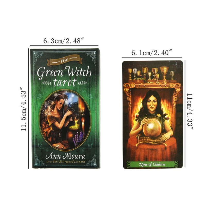 Bộ 78 Lá Bài Tarot Hình Phù Thủy Màu Xanh Lá Thẻ