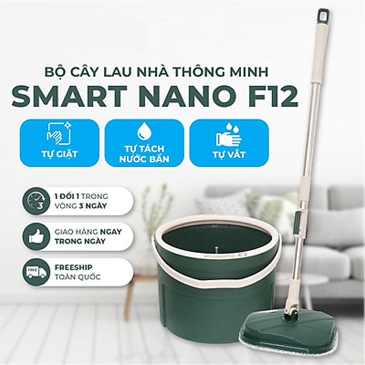 Cây, Chổi lau chùi, vệ sinh nhà cửa tự vắt thông minh xoai 306 độ vắt sạch nước và bị bẩn, tặng kèm 1 miếng lau tiện lợi