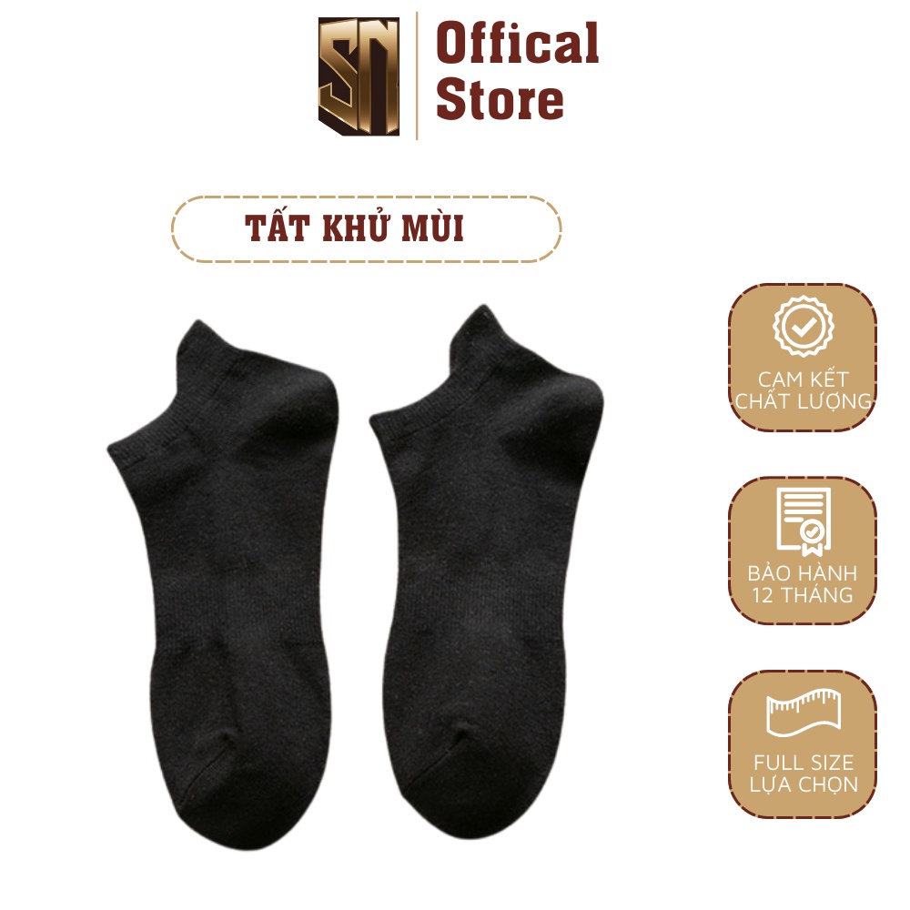 Tất khử mùi ⚡ SALE SỐC ⚡ Tất cổ ngắn Sunor shoes màu Đen - Trắng co giãn tốt, chất dày dặn, cực bền không giãn cổ