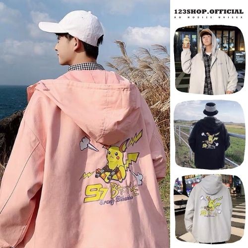 Áo Khoác Dù Chống Nắng 123SHOP Cho Nam Nữ Đôi Có 3 Màu, Ulzzang Unisex in hình PIKa Form Rộng Jacket