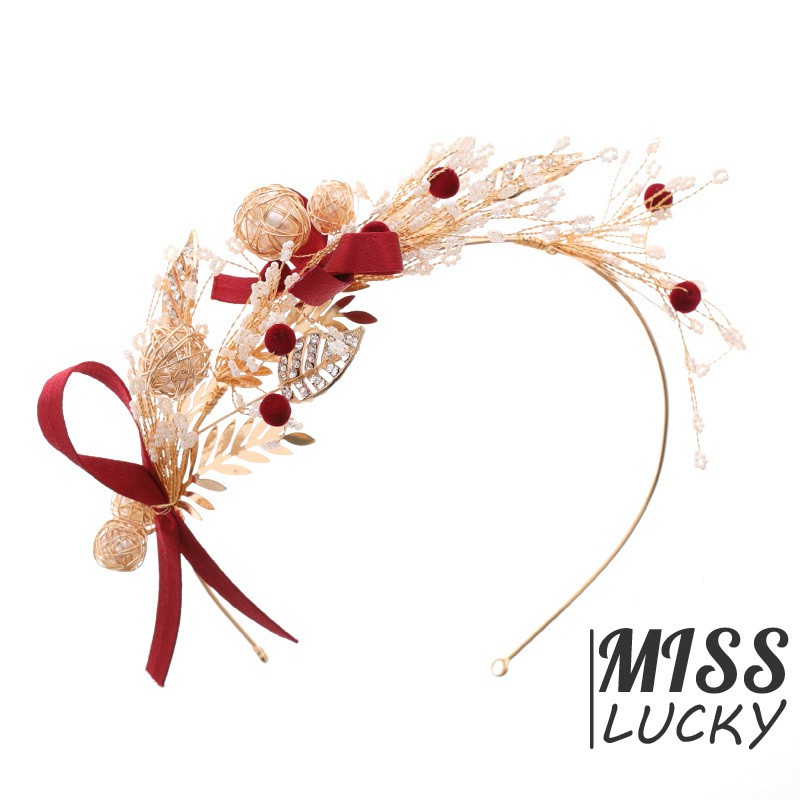 Băng đô cài tóc đính đá và ngọc trai giả thiết kế sang trọng làm đẹp cho nữ