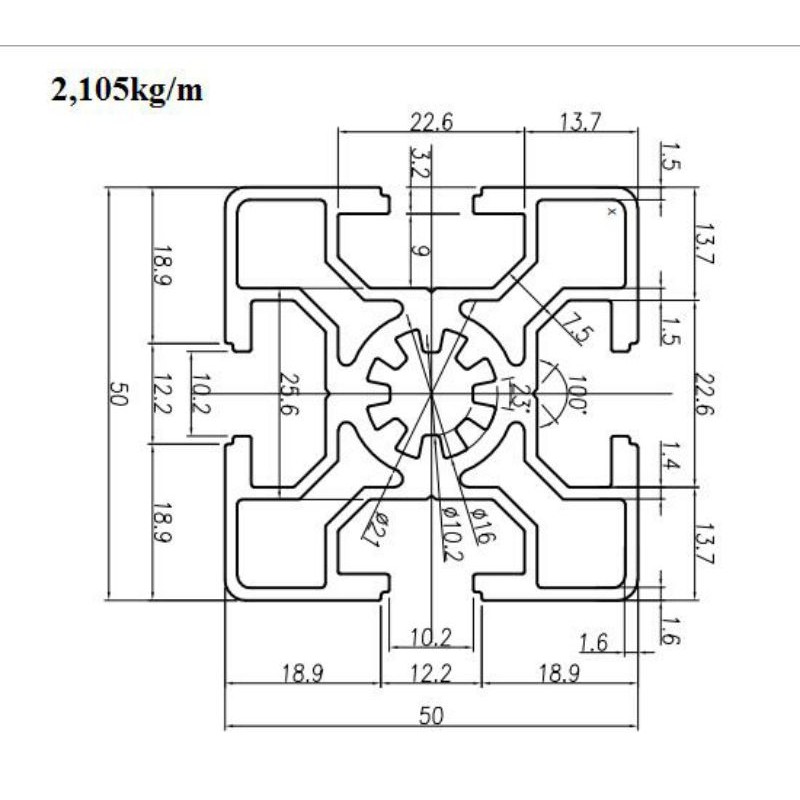 nhôm định hình 50x50