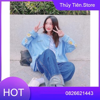 ÁO KHOÁC CÀI CÚC XANH DƯƠNG SWEETIE DÁNG RỘNG - ÁO CARDIGAN SWEETIE HOA CÚC UNISEX EMO HOA MẶT CƯỜI 💎 👗💝