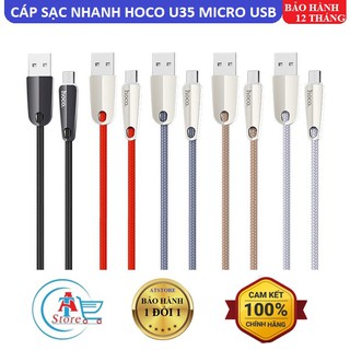 Cáp sạc nhanh microusb hoco u35 1,2m / 2m chính hãng đèn led, tự ngắt đầy pin