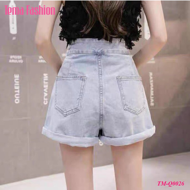 [Mã WASTMAY giảm 15% tối đa 30K đơn 150K] Quần short jean nữ TEMA - Quần đùi nữ jean dày gấu xắn cạp cao siêu đẹp